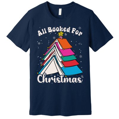 All Booked For Christmas Book Xmas Tree Lights Book Club Premium T-Shirt