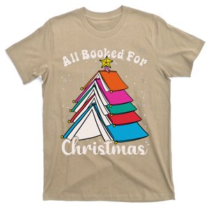 All Booked For Christmas Book Xmas Tree Lights Book Club T-Shirt