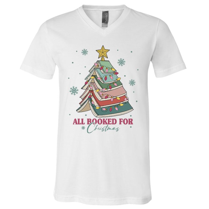 All Booked For Christmas V-Neck T-Shirt