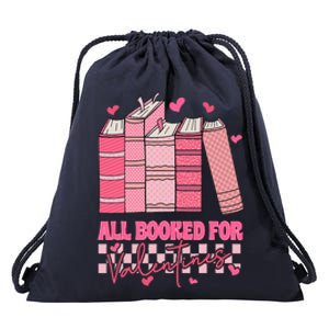 All Booked For Valentines Day Teachers Book Lovers Librarian Drawstring Bag