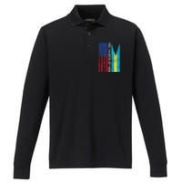 American Bahamian Flag Bahamas Island Flag Bahamian Travel Performance Long Sleeve Polo