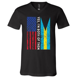 American Bahamian Flag Bahamas Island Flag Bahamian Travel V-Neck T-Shirt