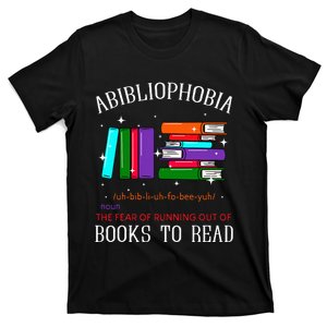 Abibliophobia Bibliophilia Fear Read Bibliophile Bookworm T-Shirt