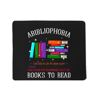 Abibliophobia Bibliophilia Fear Read Bibliophile Bookworm Mousepad