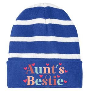 Aunts Bestie From Auntie To Niece Funny Gift Striped Beanie with Solid Band