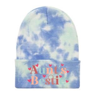 Aunts Bestie From Auntie To Niece Funny Gift Tie Dye 12in Knit Beanie