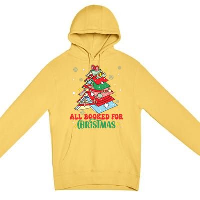 All Booked For Christmas Groovy Christmas Book Tree Squad Premium Pullover Hoodie