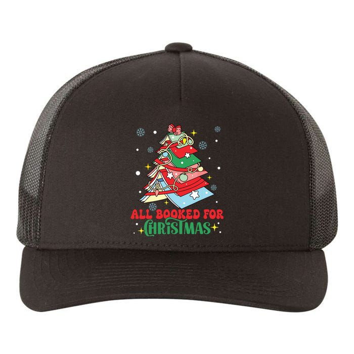 All Booked For Christmas Groovy Christmas Book Tree Squad Yupoong Adult 5-Panel Trucker Hat