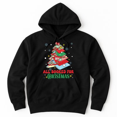 All Booked For Christmas Groovy Christmas Book Tree Squad Hoodie