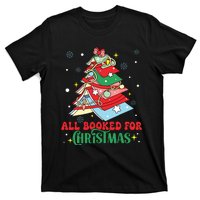 All Booked For Christmas Groovy Christmas Book Tree Squad T-Shirt