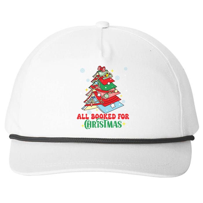 All Booked For Christmas Groovy Christmas Book Tree Squad Snapback Five-Panel Rope Hat