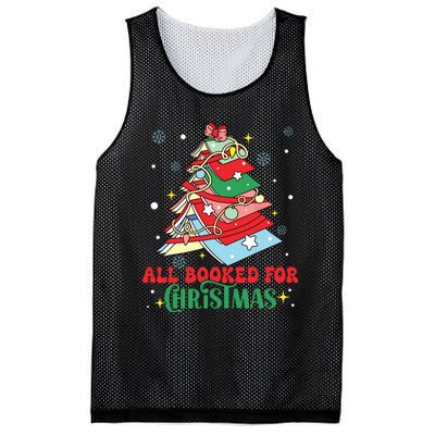 All Booked For Christmas Groovy Christmas Book Tree Squad Mesh Reversible Basketball Jersey Tank