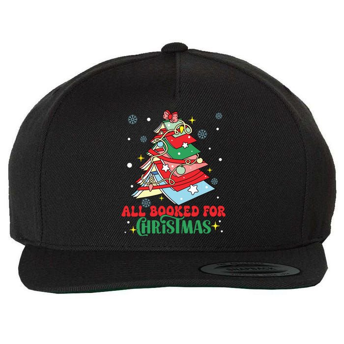 All Booked For Christmas Groovy Christmas Book Tree Squad Wool Snapback Cap