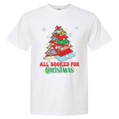 All Booked For Christmas Groovy Christmas Book Tree Squad Garment-Dyed Heavyweight T-Shirt