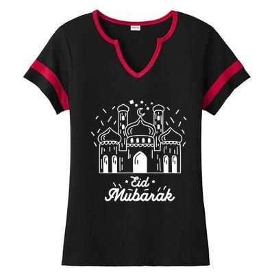 Arabic Blessed Feast Muslim Holiday Eid Al Fitr Eid Mubarak Gift Ladies Halftime Notch Neck Tee