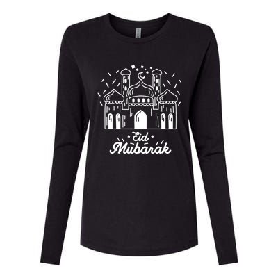 Arabic Blessed Feast Muslim Holiday Eid Al Fitr Eid Mubarak Gift Womens Cotton Relaxed Long Sleeve T-Shirt