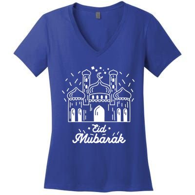 Arabic Blessed Feast Muslim Holiday Eid Al Fitr Eid Mubarak Gift Women's V-Neck T-Shirt