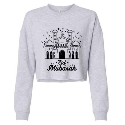 Arabic Blessed Feast Muslim Holiday Eid Al Fitr Eid Mubarak Gift Cropped Pullover Crew