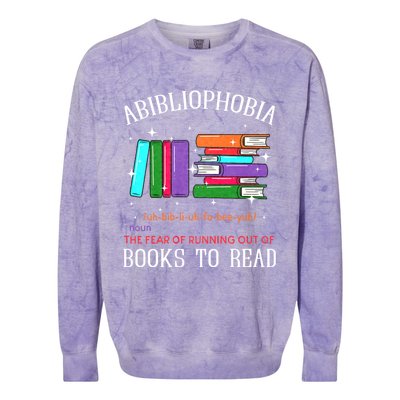 Abibliophobia Bibliophilia Fear Read Bibliophile Bookworm Colorblast Crewneck Sweatshirt