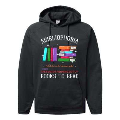 Abibliophobia Bibliophilia Fear Read Bibliophile Bookworm Performance Fleece Hoodie