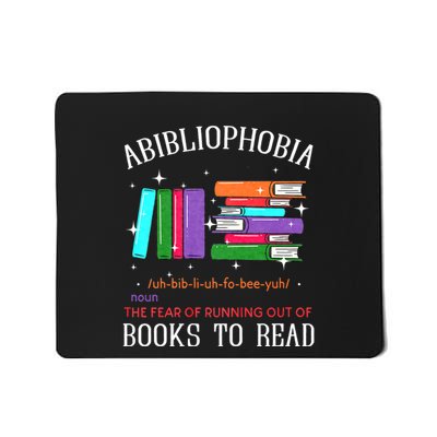 Abibliophobia Bibliophilia Fear Read Bibliophile Bookworm Mousepad