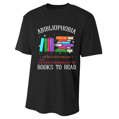 Abibliophobia Bibliophilia Fear Read Bibliophile Bookworm Performance Sprint T-Shirt