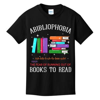 Abibliophobia Bibliophilia Fear Read Bibliophile Bookworm Kids T-Shirt