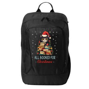 All Booked For Christmas Black Cat Santa Teacher Books Tree Great Gift City Backpack