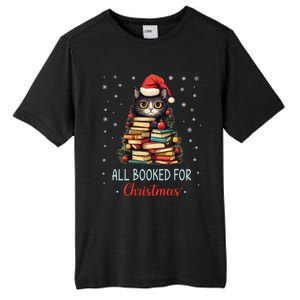 All Booked For Christmas Black Cat Santa Teacher Books Tree Great Gift Tall Fusion ChromaSoft Performance T-Shirt