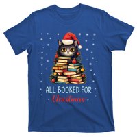 All Booked For Christmas Black Cat Santa Teacher Books Tree Great Gift T-Shirt