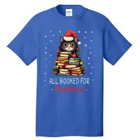 All Booked For Christmas Black Cat Santa Teacher Books Tree Great Gift Tall T-Shirt