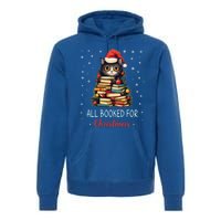 All Booked For Christmas Black Cat Santa Teacher Books Tree Great Gift Premium Hoodie