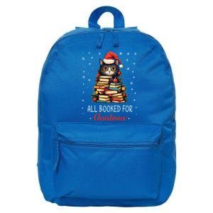 All Booked For Christmas Black Cat Santa Teacher Books Tree Great Gift 16 in Basic Backpack