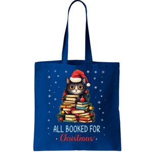 All Booked For Christmas Black Cat Santa Teacher Books Tree Great Gift Tote Bag