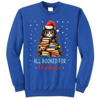 All Booked For Christmas Black Cat Santa Teacher Books Tree Great Gift Tall Sweatshirt