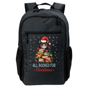 All Booked For Christmas Black Cat Santa Teacher Books Tree Great Gift Daily Commute Backpack