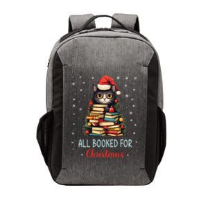 All Booked For Christmas Black Cat Santa Teacher Books Tree Great Gift Vector Backpack