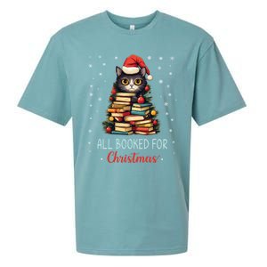 All Booked For Christmas Black Cat Santa Teacher Books Tree Great Gift Sueded Cloud Jersey T-Shirt