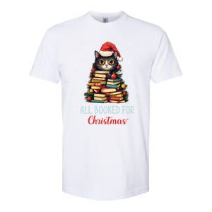 All Booked For Christmas Black Cat Santa Teacher Books Tree Great Gift Softstyle CVC T-Shirt