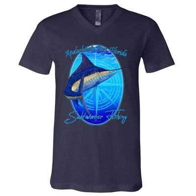 Apalachicola Bay Florida Sailfish Billfish Saltwater Fishing V-Neck T-Shirt