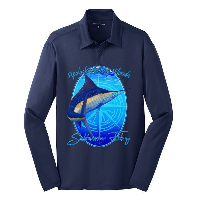 Apalachicola Bay Florida Sailfish Billfish Saltwater Fishing Silk Touch Performance Long Sleeve Polo