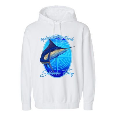 Apalachicola Bay Florida Sailfish Billfish Saltwater Fishing Garment-Dyed Fleece Hoodie