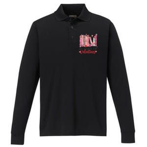 All Booked For Valentine Teacher Valentines Day Book Lover Cute Gift Performance Long Sleeve Polo