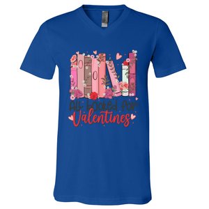 All Booked For Valentine Teacher Valentines Day Book Lover Cute Gift V-Neck T-Shirt