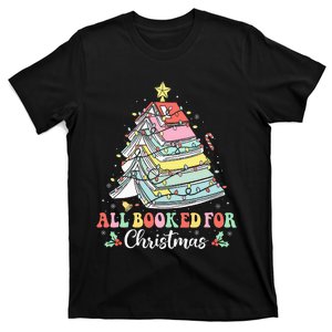 All Booked For Christmas Book Tree Lights Christmas Library T-Shirt