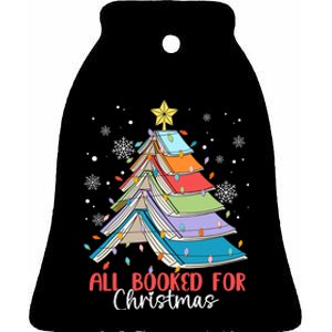 All Booked For Christmas Book Christmas Tree Lights Ceramic Bell Ornament