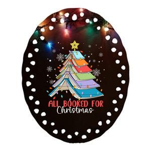 All Booked For Christmas Book Christmas Tree Lights Ceramic Oval Ornament