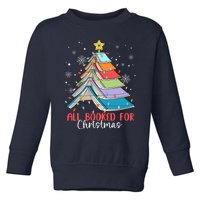 All Booked For Christmas Book Christmas Tree Lights Toddler Sweatshirt