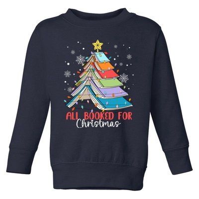 All Booked For Christmas Book Christmas Tree Lights Toddler Sweatshirt