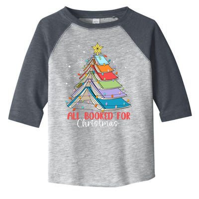 All Booked For Christmas Book Christmas Tree Lights Toddler Fine Jersey T-Shirt